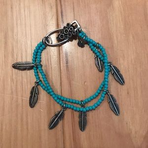Lucky Brand Turquoise and Feather Bracelet